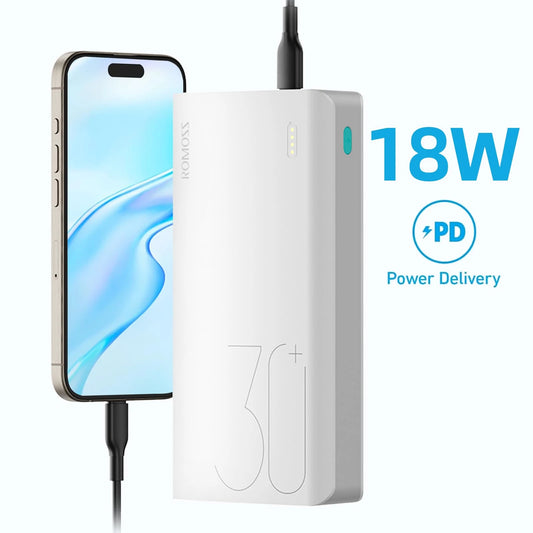 ROMOSS 30000mAh Powerbank PD 18W Fast Charging Portable Phone Charger Power Bank with USB-C 5 Ports for iPhone 15/14/13/12 iPad