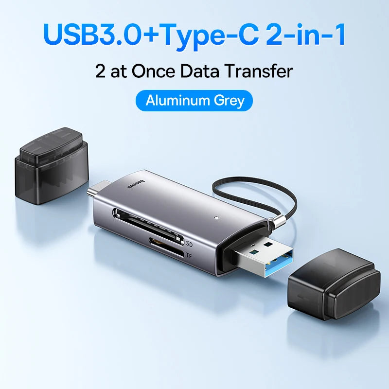 Baseus Card Reader USB C & USB3.0 to SD Micro SD TF Memory Card Device 104MB/s 2TB Smart Cardreader for Laptop Accessories