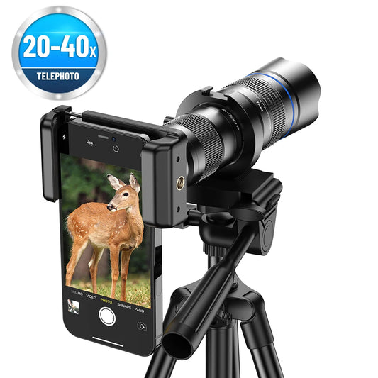 APEXEL HD Metal 20-40x zoom telescope telephoto lens phone camera lens With Extendable tripod for Samsung iPhone all Smartphones