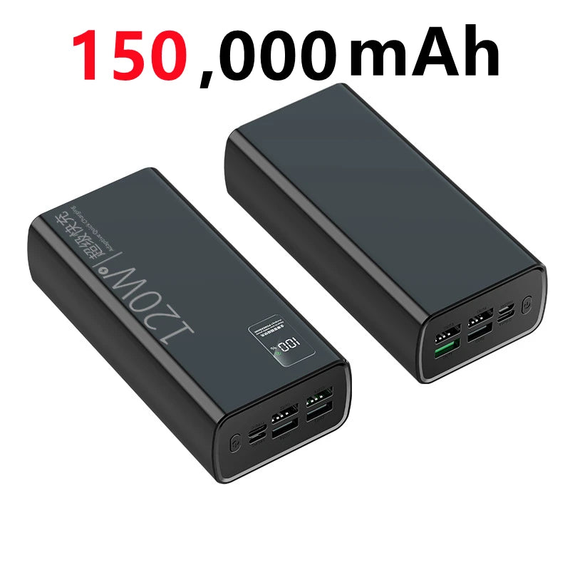 120W Power Bank For Xiaomi  Super Fast Charging 200,000mAh Ultralarge Capacity For  External Battery For Cell Phones, Laptops