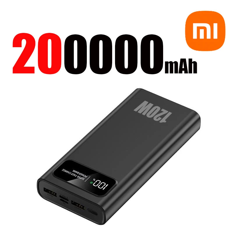 Xiaomi 200000mAh 120W Power Bank Super Fast Charging Battery High Capacity Digital Display Power Bank For Iphone Samsung Huawei