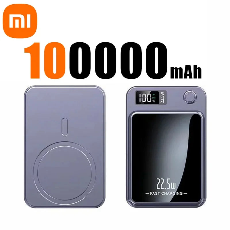 Xiaomi 100000mAh Wireless Magnetic Power Bank Super Fast Charging Ultra Capacity Digital External Battery Power Bank For Iphone