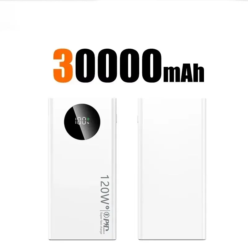 120W 50000mAh High Capacity Power Bank Fast Charging Powerbank Portable Battery Charger For iPhone Samsung Huawei 2025