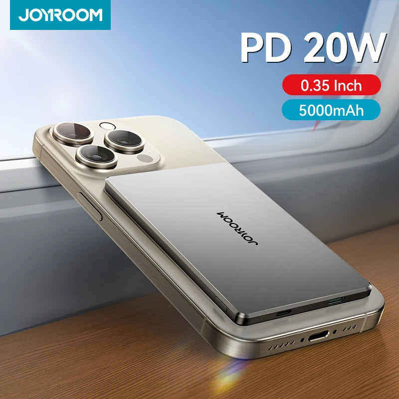 Joyroom 20W 5000mAh Magnetic Power Bank 0.35 Inch Slim Wireless Portable Charger Fast Charging for iPhone 16 Pro Max /15 /14/13