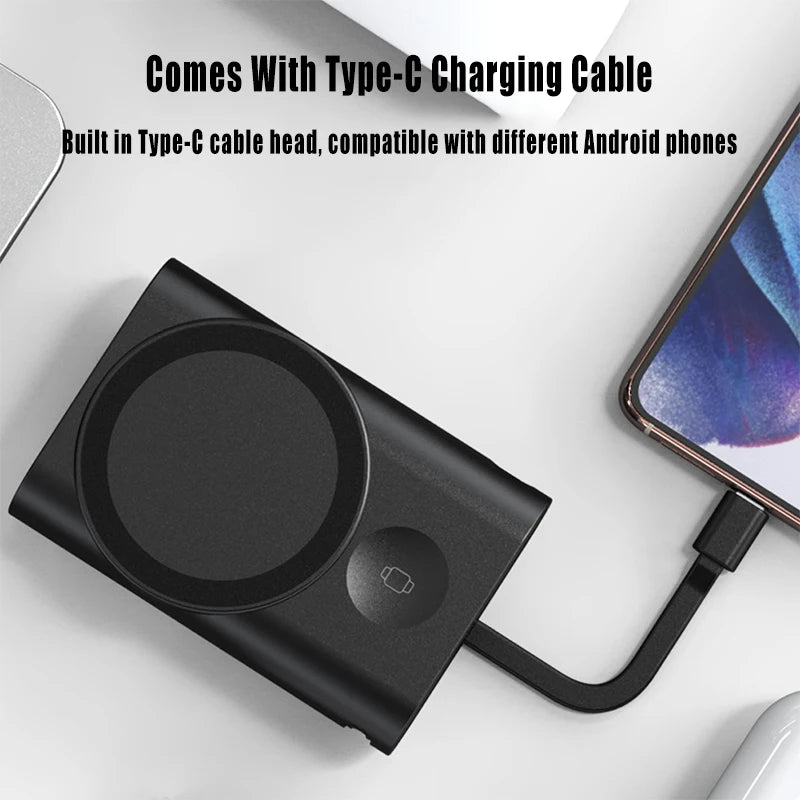 5200mAh Magnetic Power Bank 3 in 1 Wireless Fast Charger Stand External Auxiliary Battery For Magsafe iPhone Apple Watch