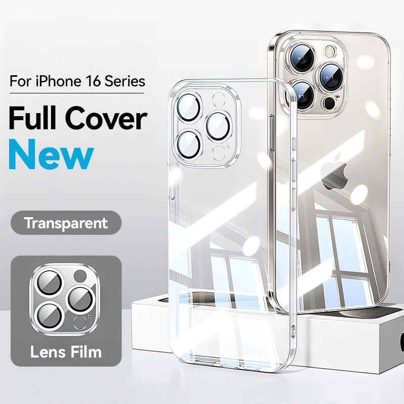 Joyroom For iPhone 16 Pro Max Transparent Case For iPhone 15 14 13 Pro Max Transparent Soft Case Shockproof With Len Protection