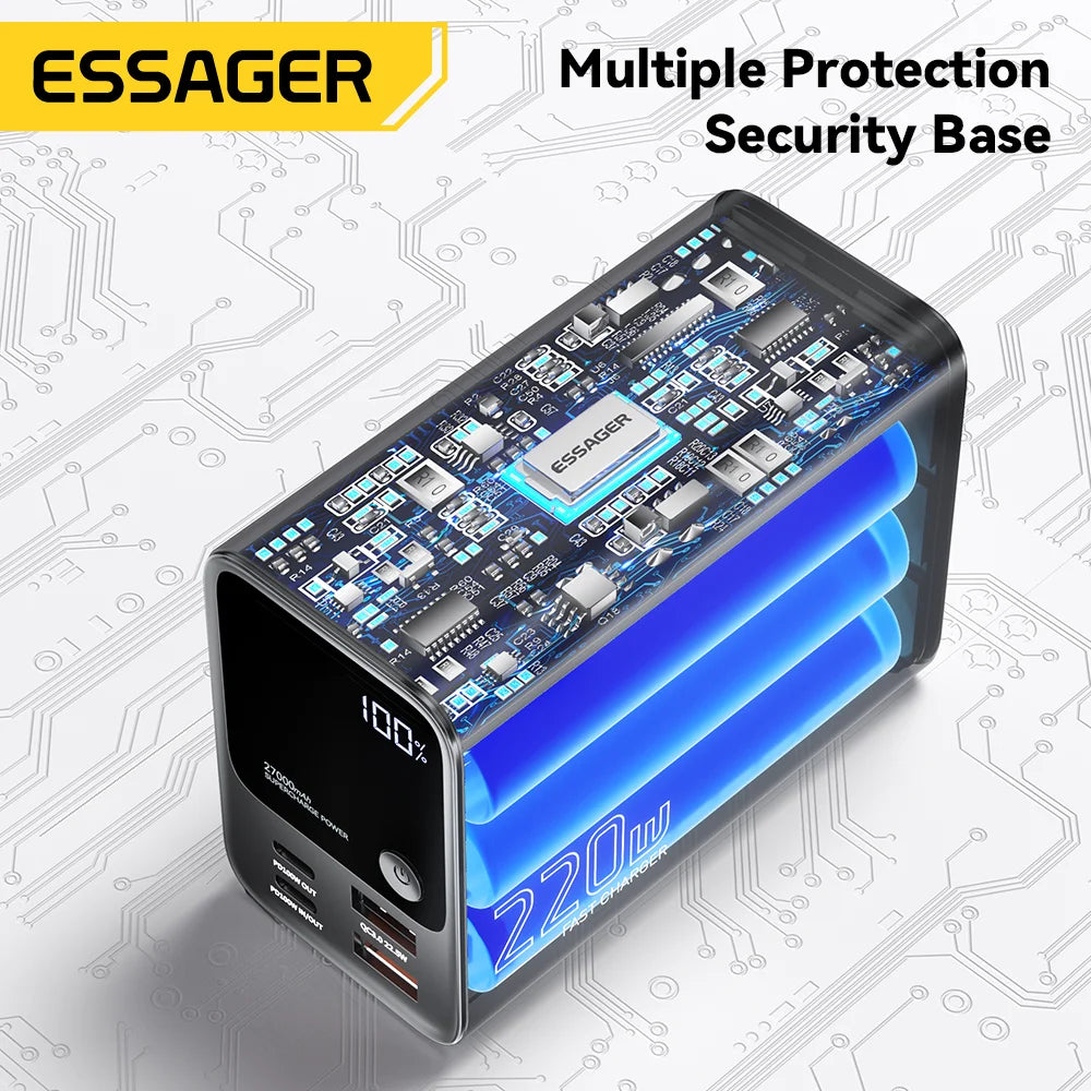 Essager 100W Power Bank 27000mAh PD Fast Charging Portable PowerBank for Laptop Xiaomi Macbook Pro Fast Charge External Battery