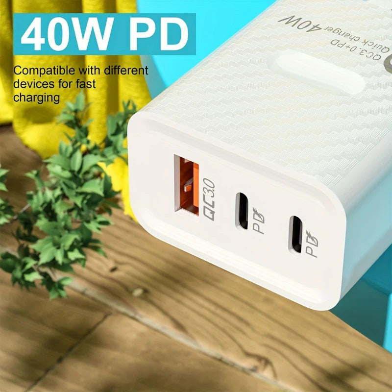 2PCS Fast Charging USB Type C Charger US Plug PD QC3.0 Quick Charge Wall For Phone Adapter For iPhone Xiaomi Huawei Samsung
