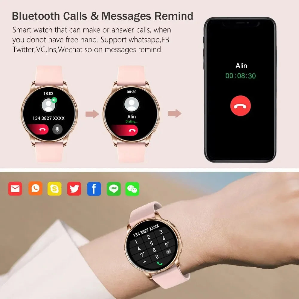 Bluetooth Call Smart Watch Women Custom Dial Steel Watches Men Sports Fitness Tracker Heart Rate Smartwatch  Android IOS G35