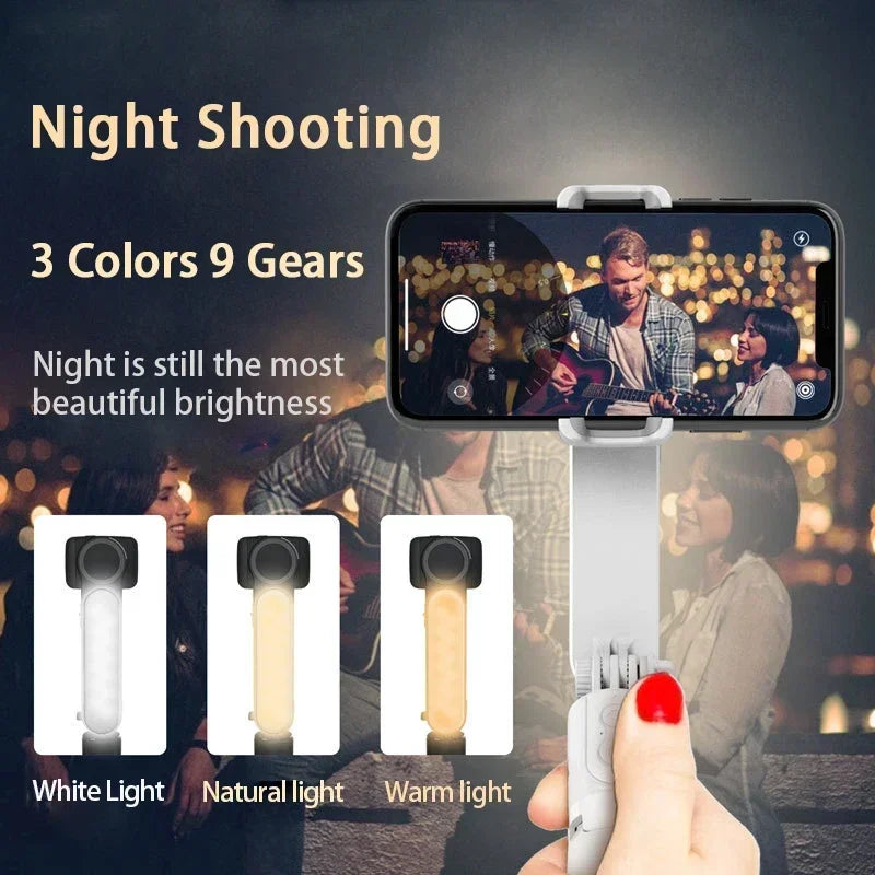 Handheld Selfie Stick Gimbal Stabilizer Holder Adjustable Fill Light Selfie Stand Bluetooth Phone For IPhone Samsung Xiaomi Pro