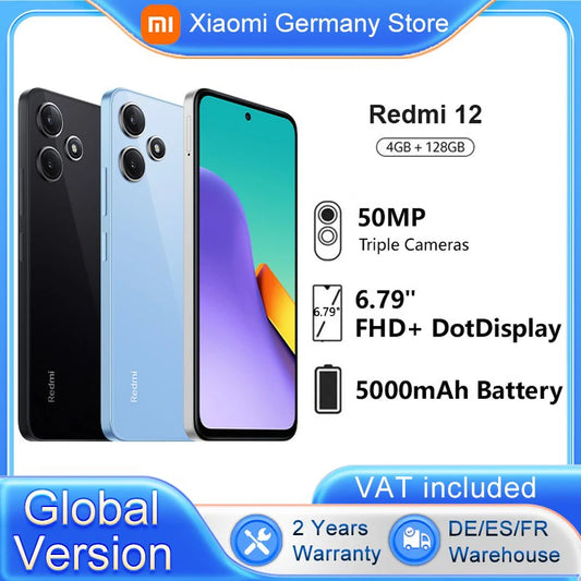 Global Version Xiaomi Redmi 12 4G Smartphone 6.79" 90Hz Display MTK Helio G88 50MP Camera 5000mAh Battery 18W Fast Charging