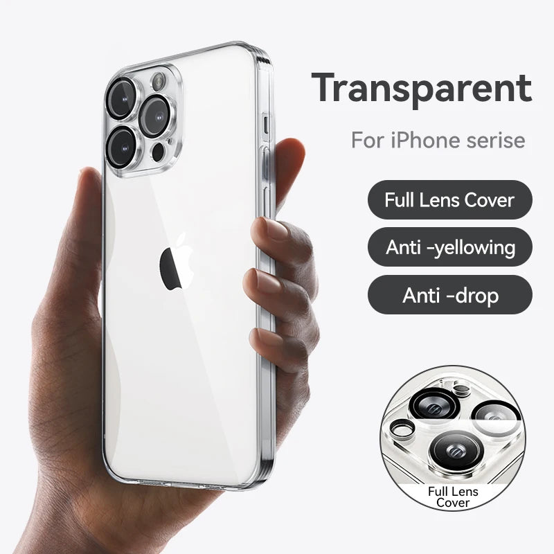 Joyroom Transparent Case For iPhone 15 Pro Max Anti-fall Cover Shockproof Case With Lens Protection For iPhone 15 14 13 Pro Max