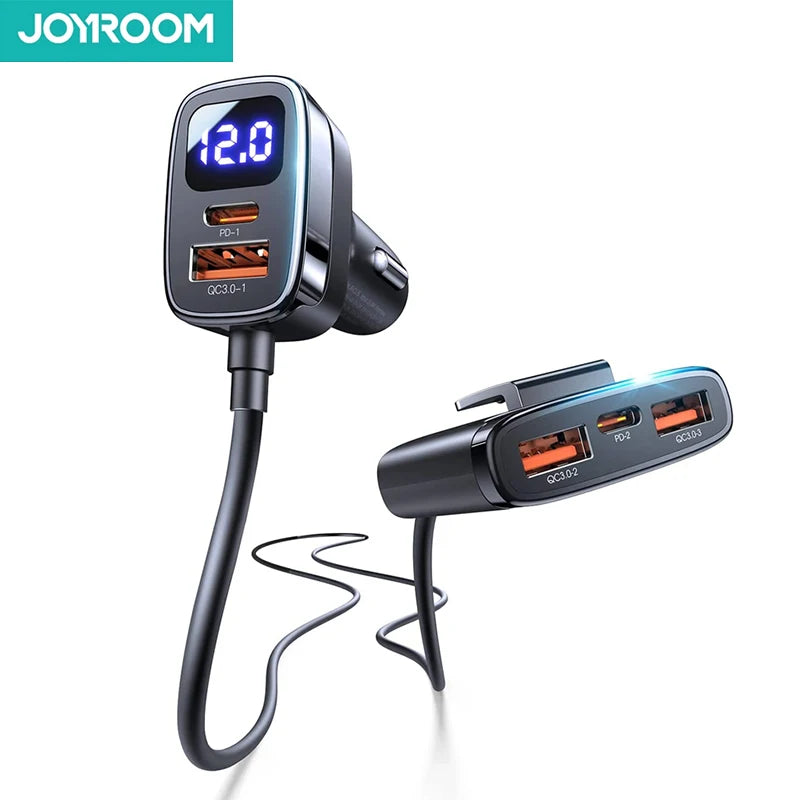 Joyroom Car Charger USB C, 78W 5-in-1 Car Charger Fast Charge PD3.0/PPS/QC4.0, Type C Car USB Charger Multi Port with Display