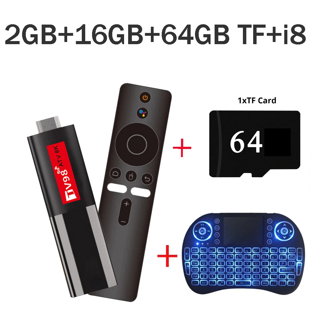 TV98 ATV 8K Mini TV Stick Android 14 Allwinner H618 Quad Core Cortex A53 8K HDR10+ iptv 4G&5G WIFI BT 5.0 Voice Smart TV BOX