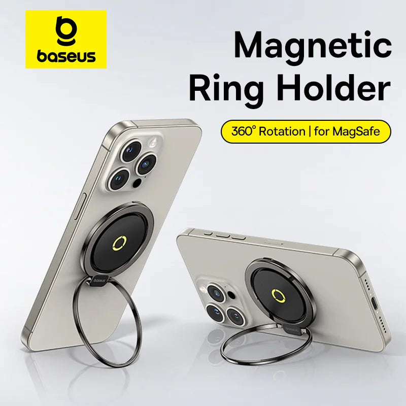 【New】Baseus Magnetic Ring Phone Holder Stand for MagSafe Wireless Charging for iPhone 16 15 14 Pro Max 360 Rotating Finger Stand