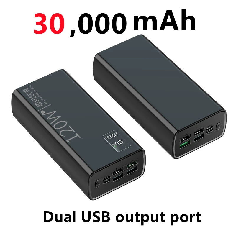 120W Power Bank For Xiaomi  Super Fast Charging 200,000mAh Ultralarge Capacity For  External Battery For Cell Phones, Laptops