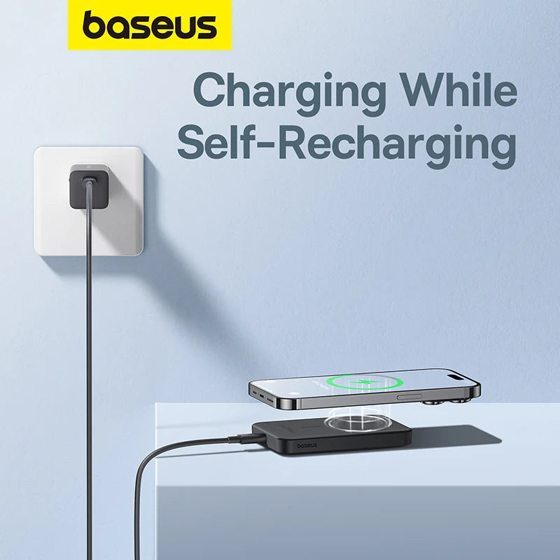 Baseus Mini  Magnetic Power Bank Fast Charging 5000mAh Wireless Charger 20W Wired Fast Charging For iPhone 16 15 14 Pro Max