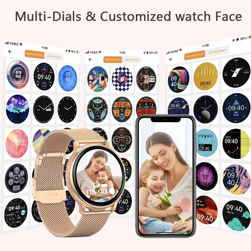 Bluetooth Call Smart Watch Women Custom Dial Steel Watches Men Sports Fitness Tracker Heart Rate Smartwatch  Android IOS G35