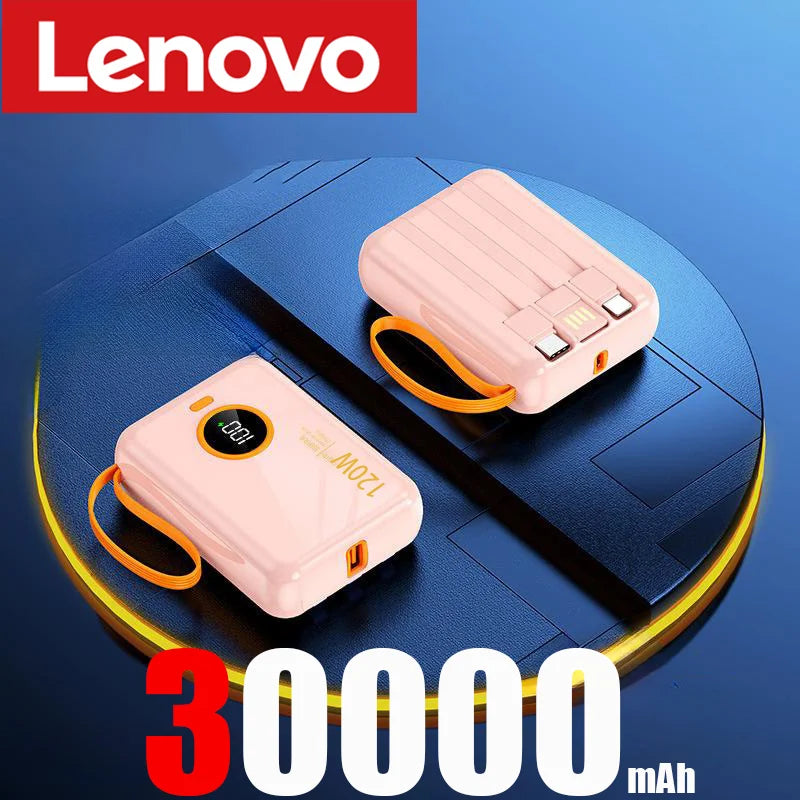 Lenovo 120W 100000mAh Portable Power Bank High Capacity Cable Two-way Fast Charging Mini Powerbank for iPhone Samsung ﻿2024