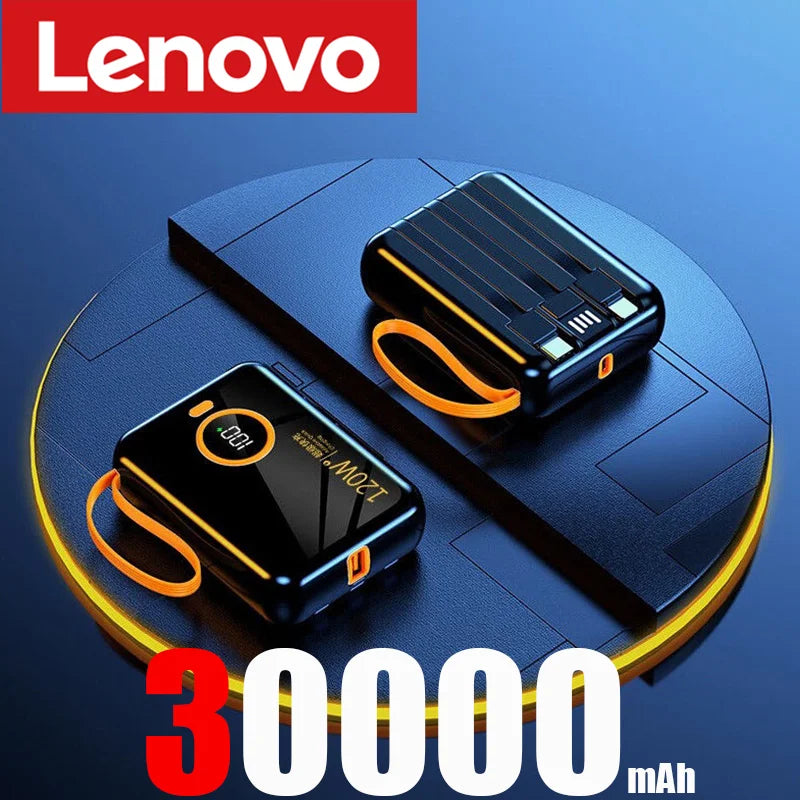 Lenovo 120W 100000mAh Portable Power Bank High Capacity Cable Two-way Fast Charging Mini Powerbank for iPhone Samsung ﻿2024