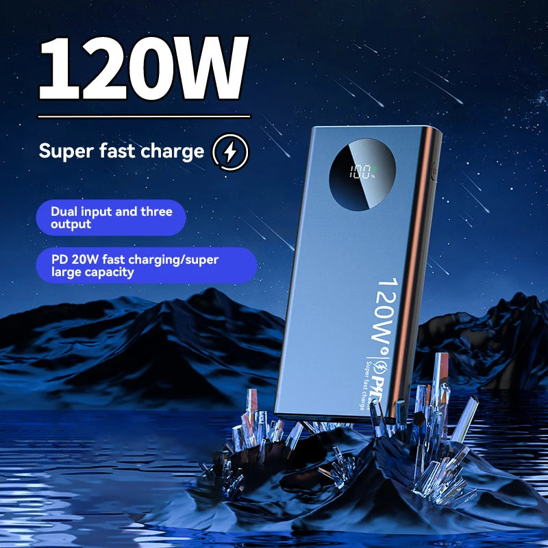 120W Powerbank 50000mAh Ultralarge Capacity Fast Charging Portable Large Capacity Battery Digital Display Power Bank 2025 New