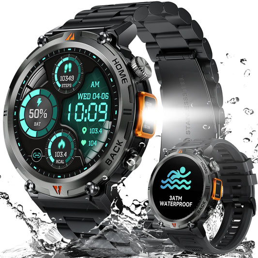 LaNikar KE3 Bluetooth Call Smart Watch Men Full Touch Screen Health Monitor With  steel ring Men SmartWatch For IOS Android