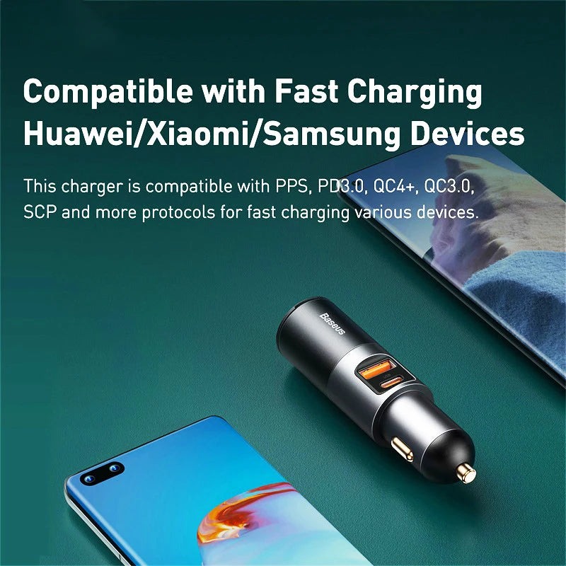 Baseus 120W Fast Car Charger QC 3.0 PD 3.0 USB Phone Car Charger For iPhone 16 15 14 13 Pro Samsung Xiaomi Mobile Phone Charger