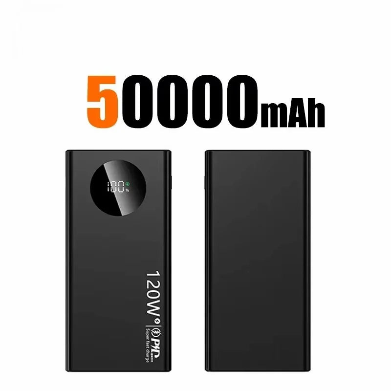 120W Powerbank 50000mAh Ultralarge Capacity Fast Charging Portable Large Capacity Battery Digital Display Power Bank 2025 New