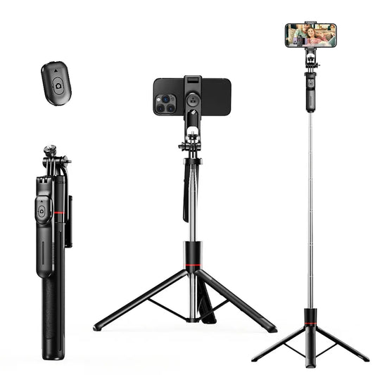 2025 new Multifunctional design 1.7M wireless convenient remote control selfie stick tripod foldable stand smartphone stand