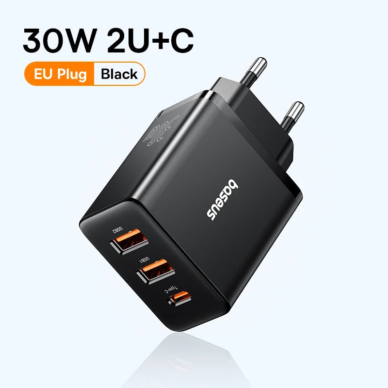 Baseus 30W USB Charger QC3.0 PD3.0 Type C PD Fast Charging Quick Phone Charger For iPhone 15 14 13 12 Pro Max Xiaomi Samsung