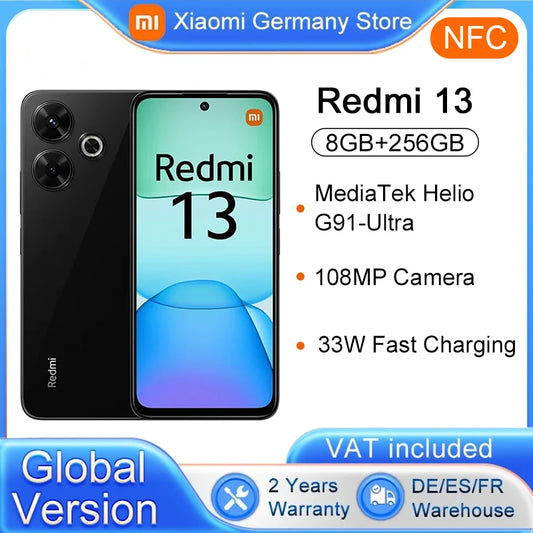 Global Version Xiaomi Redmi 13 NFC Smartphone MTK G91-Ultra 90Hz 6.79" Display 108MP Camera 5030mAh 33W Fast Charging