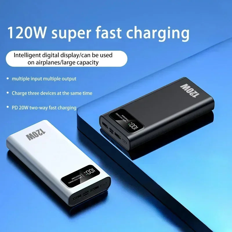 200000mAh Power Bank Super Fast Charging 120W Portable Ultralarge Capacity Battery With LED Digital Display For iPhone Xiaomi