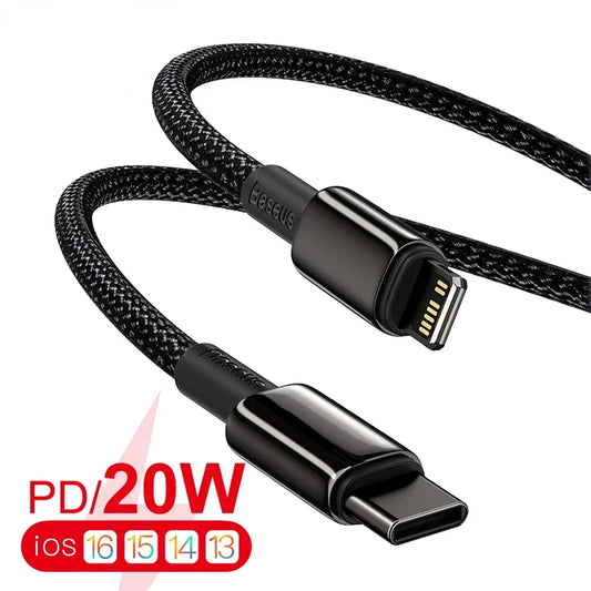 20W PD USB Cable For iPhone 14 13 12 Pro Max Plus Mini 11 X 8 Type C Fast Charging Data Cable For iPad Mini Air Wire Cord