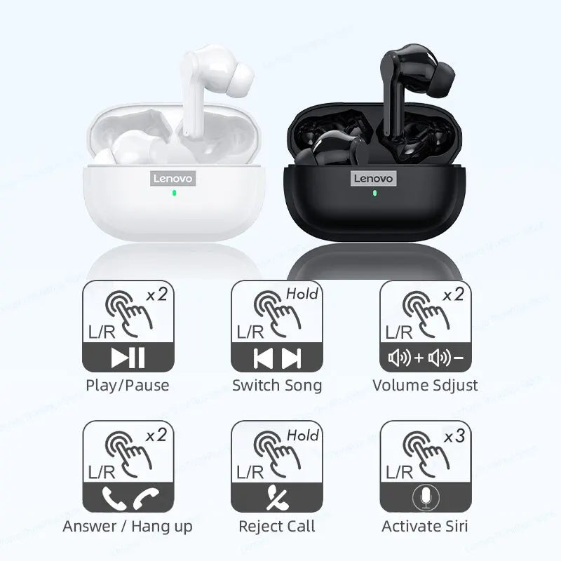 Original Lenovo LP1S Earphones TWS Wireless Bluetooth 5.0 Headphones Waterproof Sport Headsets Noise Reduction Earbuds with Mic