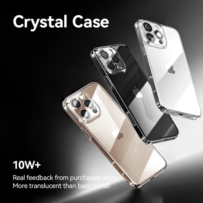 Joyroom For iPhone 16 15 Pro Max Case Lens Protection Anti-Yellow Cover For iPhone 16 Pro 15 Pro Max Transparent Shockproof Case