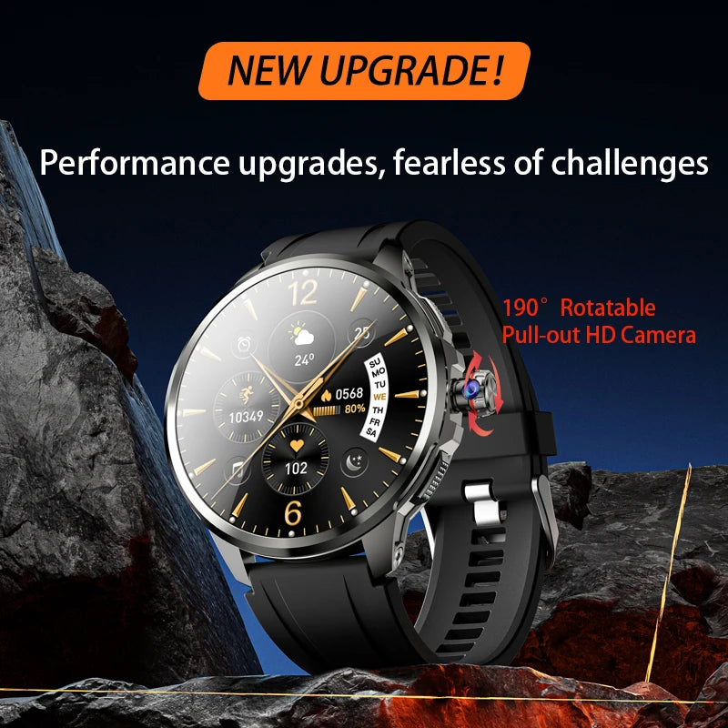 H99 Android Smart Watch 4G Network SIM Card 1.95'' AMOLED 750*750 Pull Out 180° 9MP Rotating Camera APP Download Smartwatch Men