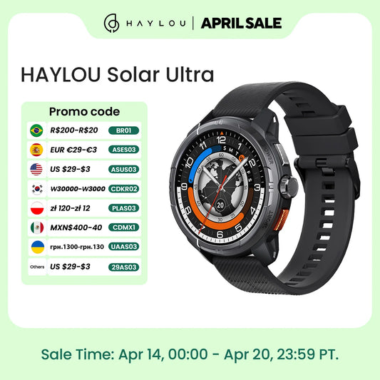 HAYLOU Solar Ultra GPS Smart Watch 1.6” AMOLED Display 60Hz Refresh Rate Bluetooth Calls 5ATM Water Resistance Sports Smartwatch