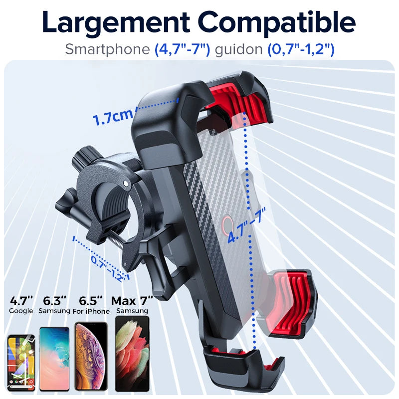 Joyroom Bike Phone Holder 360° View Universal Bicycle Phone Holder for 4.7-7 inch Mobile Phone Stand Shockproof Bracket GPS Clip