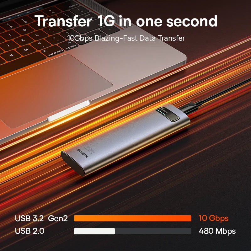 Baseus M2 SSD Case NVMe SATA Dual Protocol 10Gbps M.2 to USB Type C 3.2 Gen 2 Portable SATA NVMe External Enclosure SSD Box Case