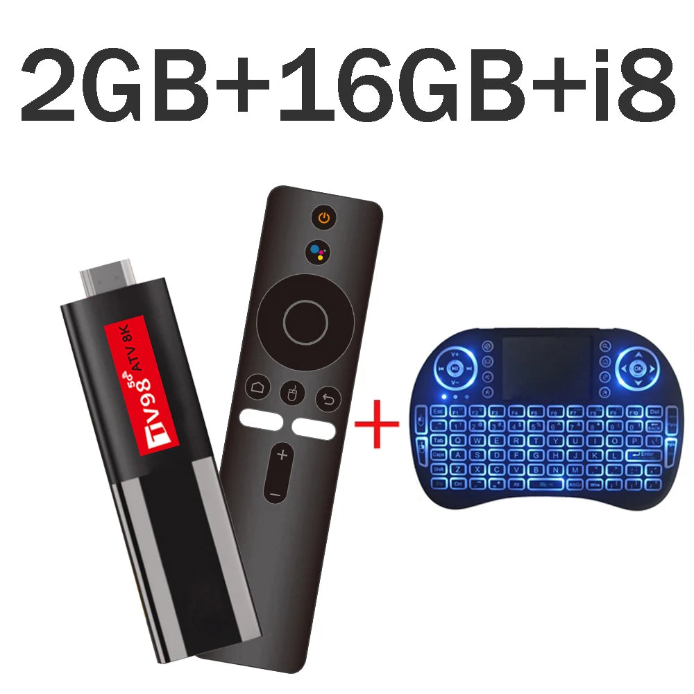 TV98 ATV 8K Mini TV Stick Android 14 Allwinner H618 Quad Core Cortex A53 8K HDR10+ iptv 4G&5G WIFI BT 5.0 Voice Smart TV BOX