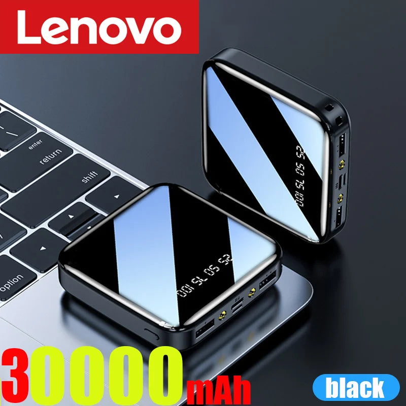 Lenovo 200000mAh Mini Power Bank Portable Charger Mirror Screen LED Digital Powerbank External Battery for iPhone Xiaomi Huawei