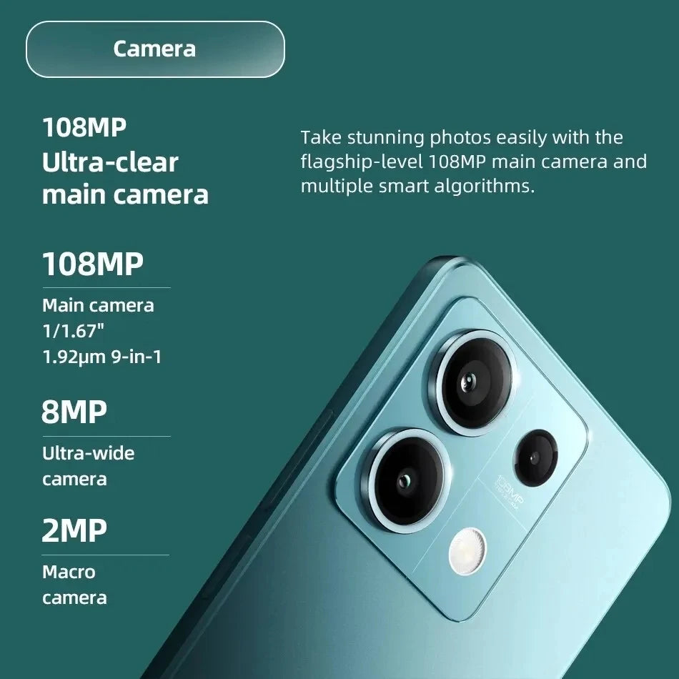 Global Version Xiaomi Redmi Note 13 5G 8GB 256GB Smartphone  Dimensity 6080 120Hz AMOLED DotDisplay 108MP Camera 33W NFC