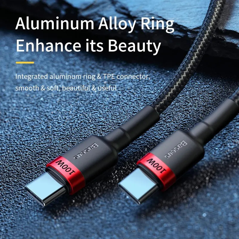 Baseus USB Type C To USB C Cable For iPhone 16 15 100W PD Fast Charging Charger Cord For Macbook Xiaomi Samsung Type-C Cable