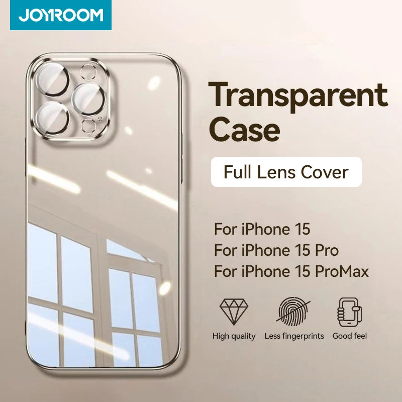 Joyroom Transparent Case For iPhone 15 Pro Max Anti-fall Cover Shockproof Case With Lens Protection For iPhone 15 14 13 Pro Max