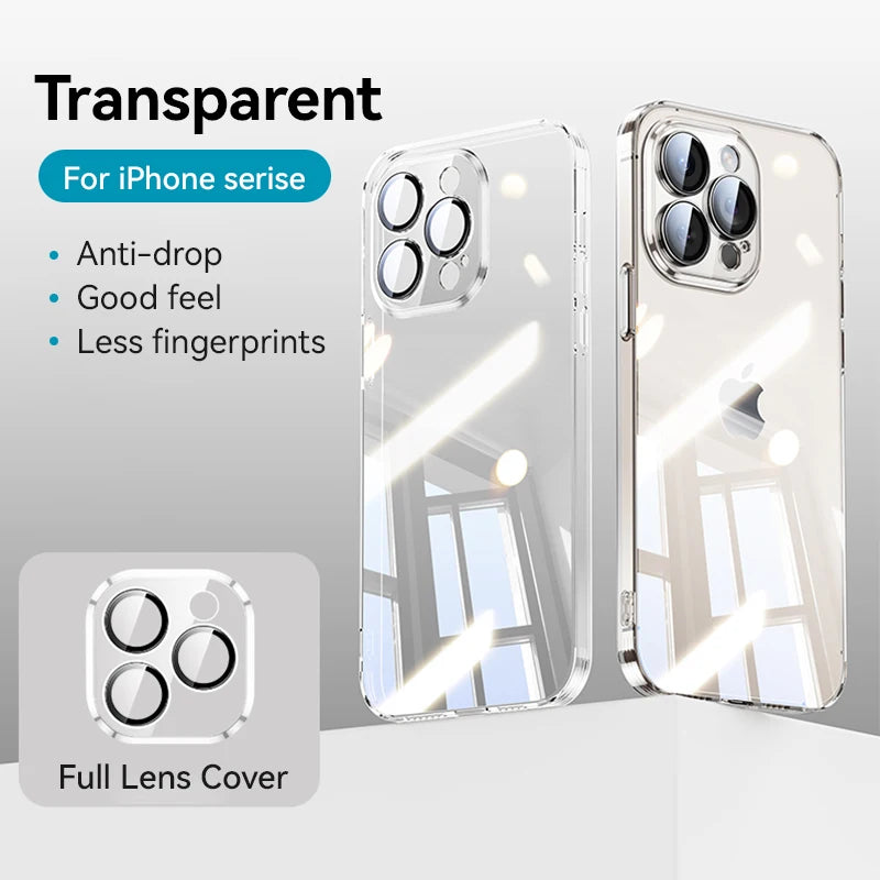 Joyroom Transparent Case For iPhone 15 Pro Max Anti-fall Cover Shockproof Case With Lens Protection For iPhone 15 14 13 Pro Max