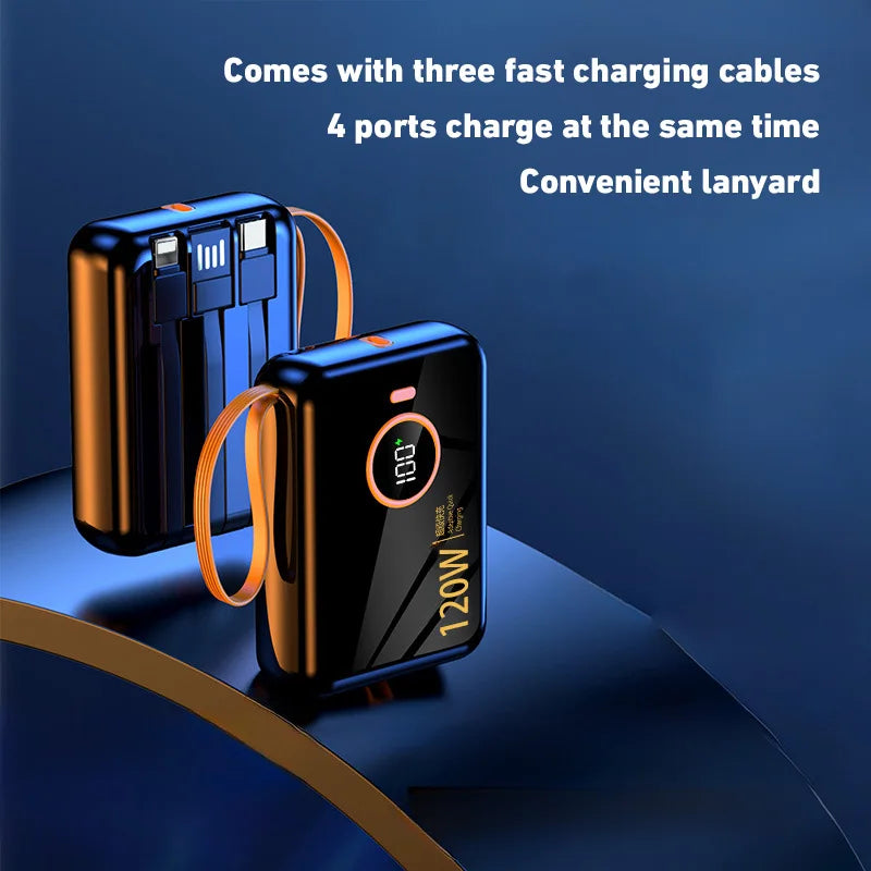 Lenovo 120W 100000mAh Portable Power Bank High Capacity Cable Two-way Fast Charging Mini Powerbank for iPhone Samsung ﻿2024