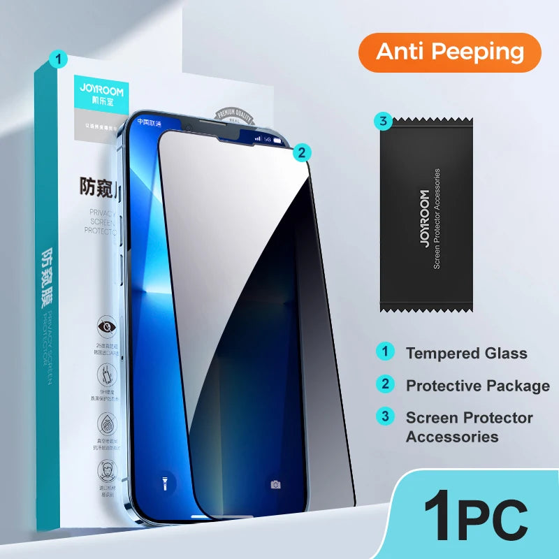 Joyroom Private Screen Protector For iPhone 16 15 14 13 Pro Max Anti-Spy Tempered Glass For iPhone 16 15 14 13 12 Pro Glass