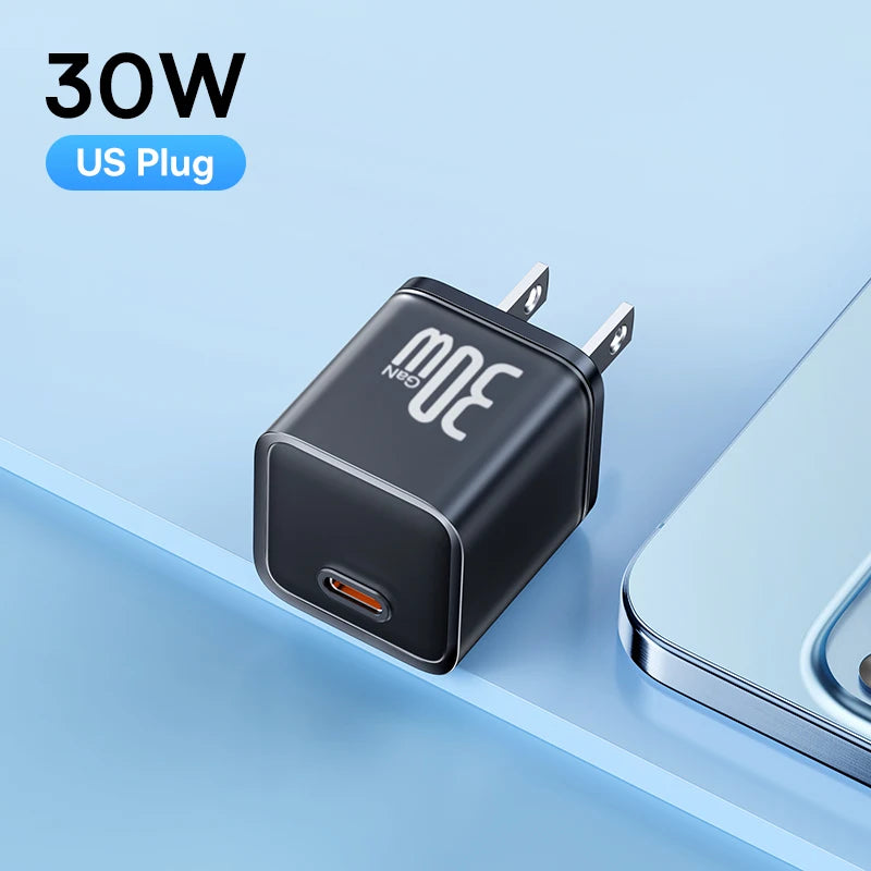 Baseus 30W GaN Charger Phone charger For iPhone 16 15 14 13 12 Pro Max USB C Charger Support PD QC PPS Fast Charging For Laptop