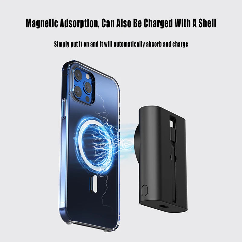 5200mAh Magnetic Power Bank 3 in 1 Wireless Fast Charger Stand External Auxiliary Battery For Magsafe iPhone Apple Watch