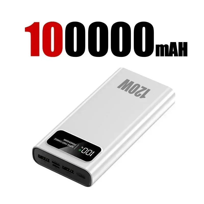 200000mAh Power Bank Super Fast Charging 120W Portable Ultralarge Capacity Battery With LED Digital Display For iPhone Xiaomi